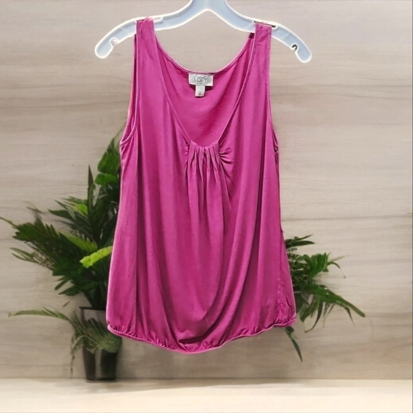 Ann Taylor, Loft, Sz Med, Raspberry, Billowy, Tank Top, Pleated, Elastic waist - Picture 1 of 6